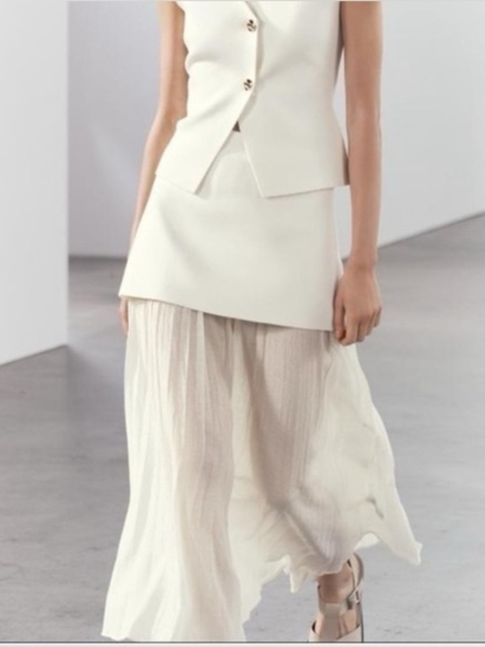 Zara Cream semi transparent Skirt